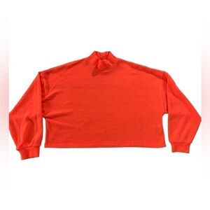 💕5️⃣for25 NEW LOOK brand, neon orange/coral fluffy crop top Sz Small